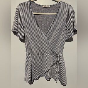 Caution To The Wind Blue and White Striped Blouse